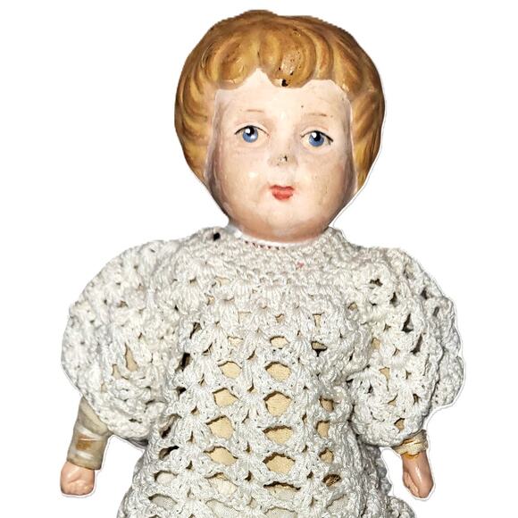 Early 1900s Antique 12” Minerva Tin Head Doll w/Jointed Kid Leather Body German - Picture 3 of 13